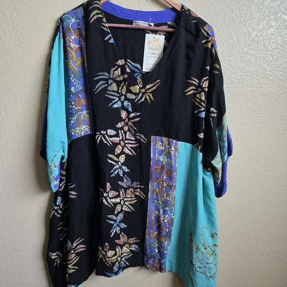 ART TO WEAR Lagenlook MISSION CANYON Tunic Blouse XL Hand Painted - Picture 1 of 11